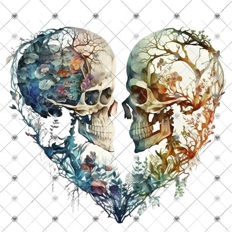 Skeleton Skull Lover Heart Sublimation Transfer Skulls Transfer Skeletons In Love Printed