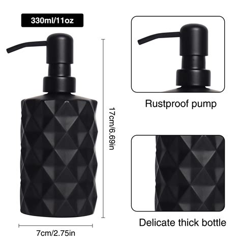 Aomota 2 Pack 12oz Glass Soap Dispenser Diamond Design Kitchen