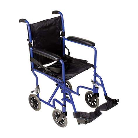 DMI Ultra Lightweight Folding Transport Chair Travel Wheelchair, Royal ...