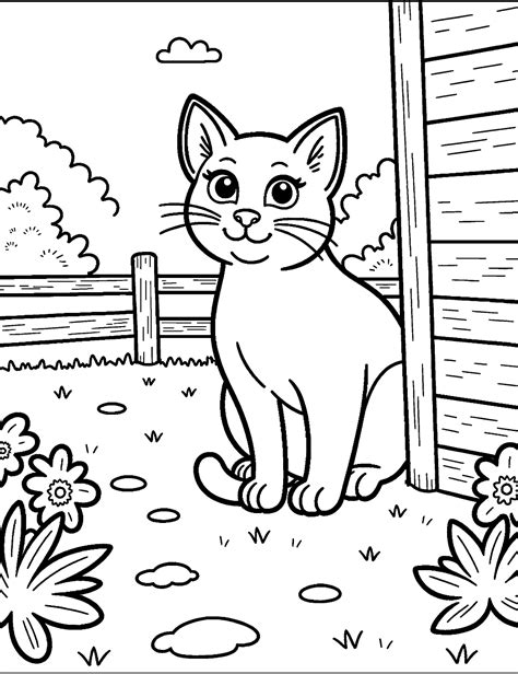 Farm Cat Coloring Page