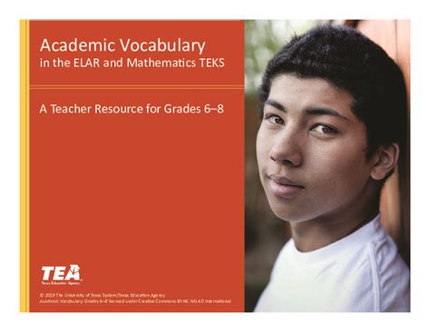 Academic Vocabulary In The Elar And Mathematics Teks A Teacher