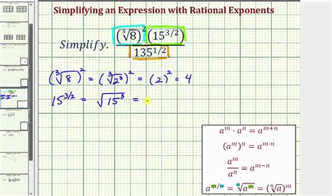 Ex Simplify An Expression With A Radical And Rational Exponents Youtube