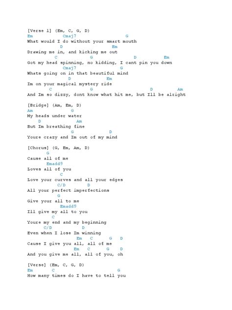 Guitar Chords All Of Me