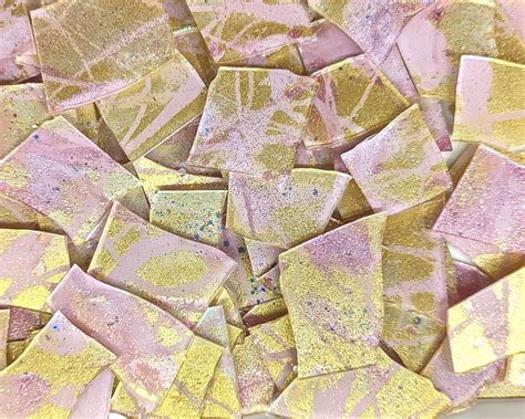 Sparkling Pink And Gold Glitter Glass Mosaic Tiles 12 Pound Etsy