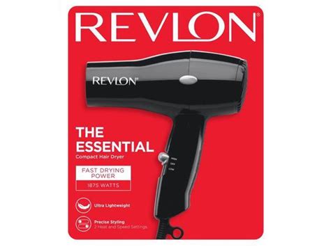 Revlon Essentials 1875w Black 2 Heat Compact Hair Dryer Rvdr5034