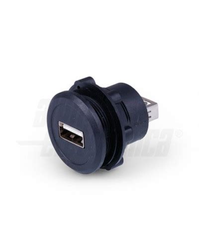 Presa Da Pannello USB 2 0 Tipo A Foro 22mm Cavetto 30cm Nero