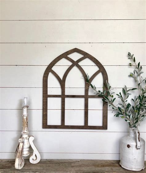 Faux Window Frame Arched Wooden Window Frame Faux Farmhouse Etsy