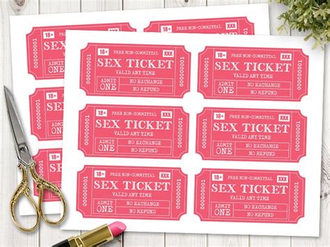 Sexy Valentines T For Him Or Her Naughty Printable Sex Tickets