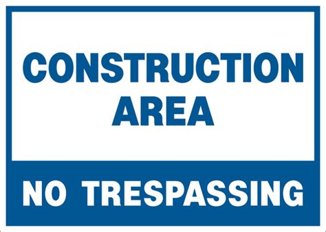 No Trespassing Construction Area Western Safety Sign