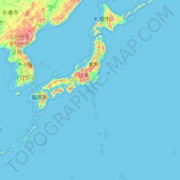 Japan topographic map, elevation, terrain