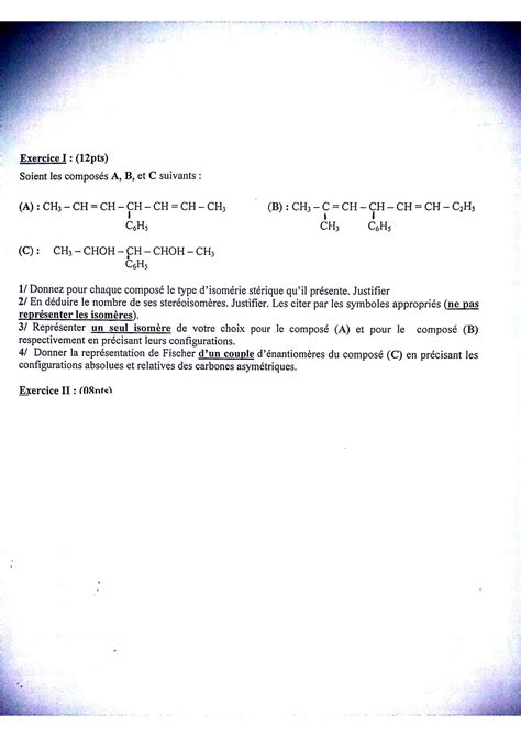 SOLUTION Enp Chimie Organique Sujet R Vision 1 Corrig Studypool