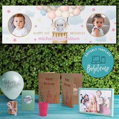 Elephant baby shower Banner Printable Instant Download | Bobotemp