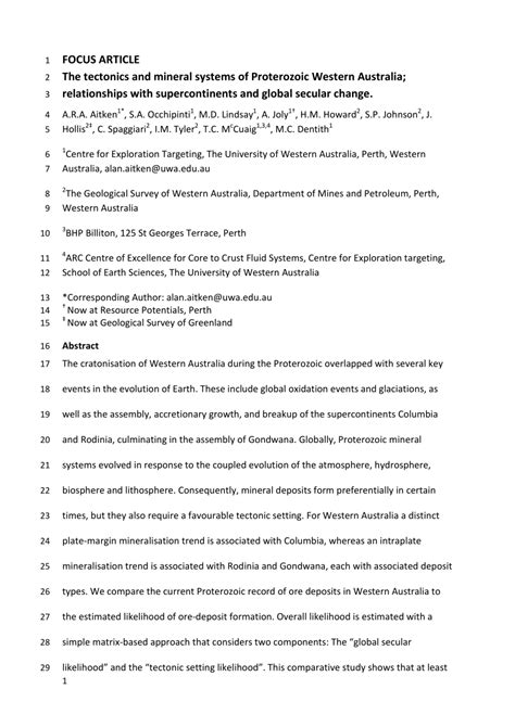 (PDF) The tectonics and mineral systems of Proterozoic Western Australia: Relationships with ...