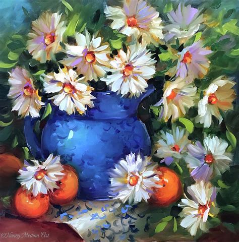 Halos And Daisies Painting By Nancy Medina Fine Art America