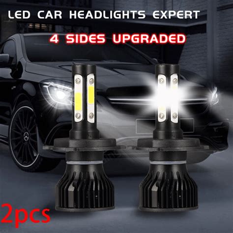 2pcs Novos 4 Lados H4 H7 Faróis LED Para Carro H8 H11 9005 HB3 9006 HB4