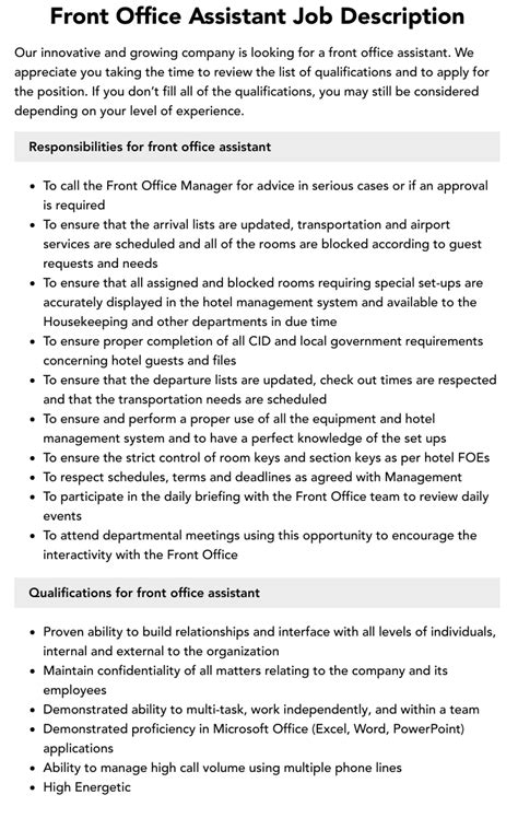 Top 94 Imagen Duties And Responsibilities Of Front Office Staff Abzlocal Mx