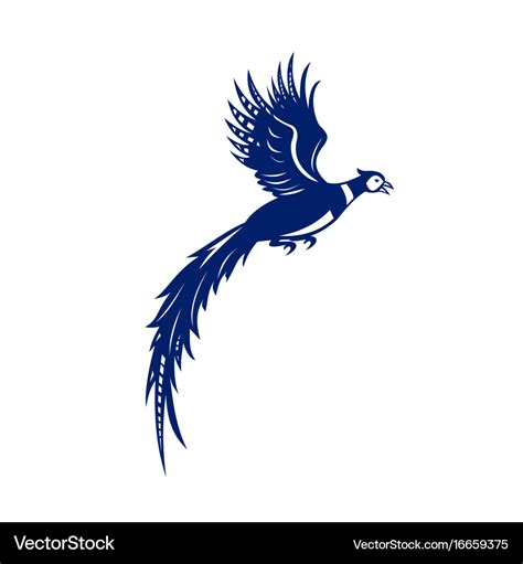 Pheasant bird fowl flying side retro Royalty Free Vector