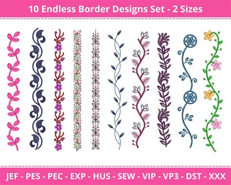 Floral Embroidery Border Designs Seamless Embroidery Border Pattern 10 ...