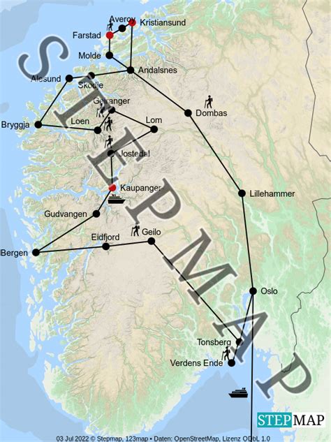 Stepmap Norwegen Landkarte F R Skandinavien