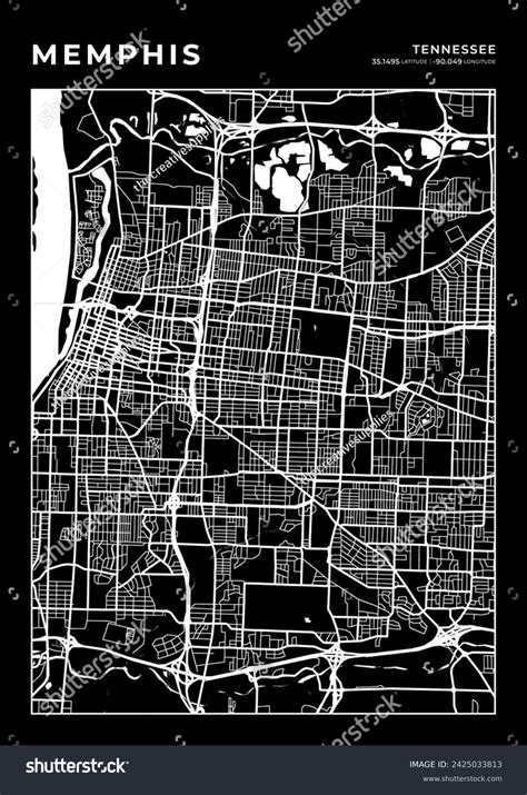 Memphis City Map, Cartography Map, Street Layout - Royalty Free Stock ...