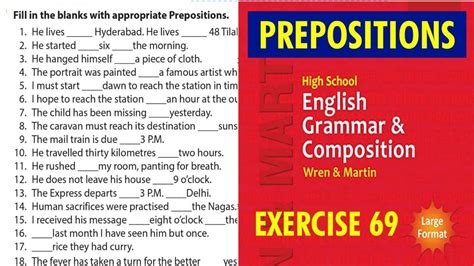 Wren And Martin English Grammar Exercise Solution Preposition