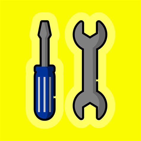 Screwdriver And Wrench Icon Vector Design In Doodle Style 15937834