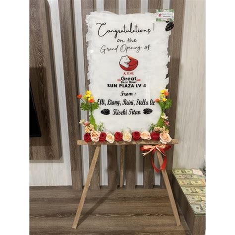 Jual Standing Acrylic Akrilik Papan Bunga Grand Opening Wisuda Kado