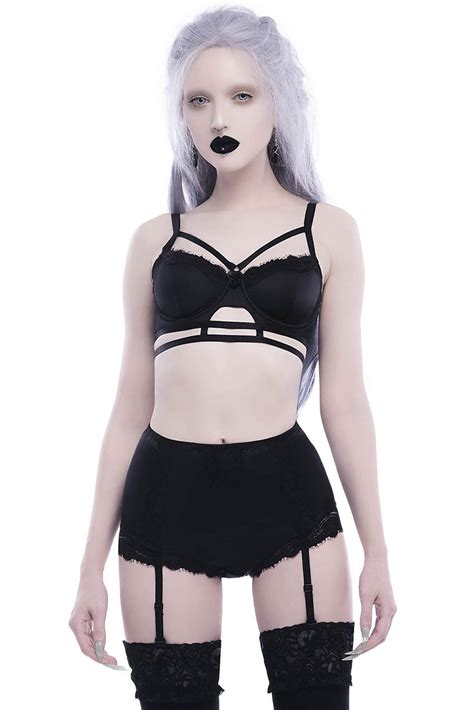 Soutien Gorge Noir Avec Sangles Et Dentelle Ebony Bra Killstar