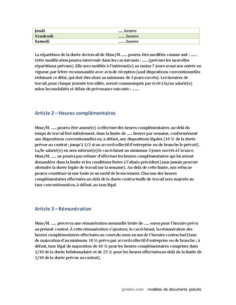 Avenant de passage à temps partiel pour raison thérapeutique DOC PDF