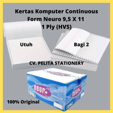 Jual Kertas Neuro Continuous Form 9 1 2 X 11 1 Ply K1 Full Paper HVS