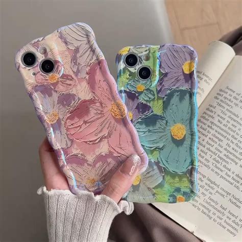 Fashion Laser Blue Light Flowers Phone Case For Iphone Video Flower