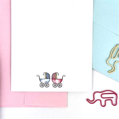 Twin Baby Shower Thank You Cards Twins Announcement Twin | Etsy