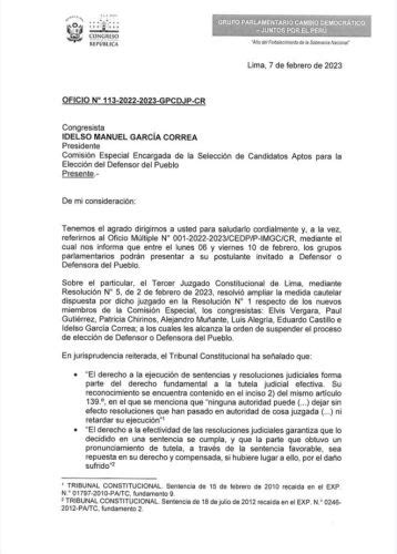 Congreso Bancada Cd Jp Pide Suspender Proceso De Elección De Defensor