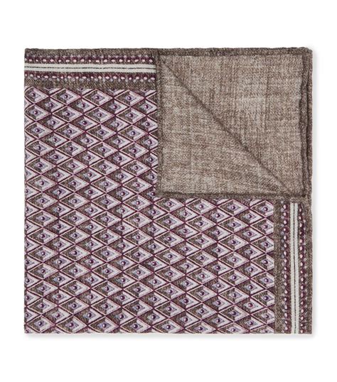 Mens Brunello Cucinelli Brown Silk Reversible Pocket Square Harrods