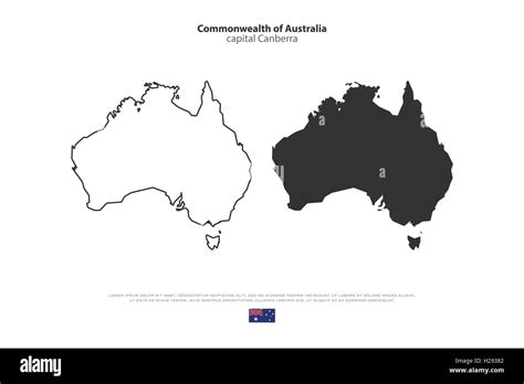 Commonwealth De Australia Mapa Aislado Y Bandera Oficial Iconos Vector