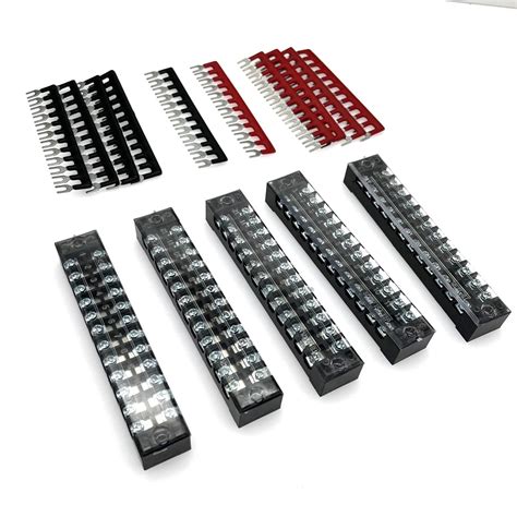 Jzk 5 Pcs 600v 15a 12 Position Dual Rows Screw Barrier Terminal Block And 400v 15a 12 Postions