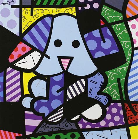 ROMERO BRITTO E SUAS OBRAS CACHORRO E CORAÇÃO TÊTE À TÊTE