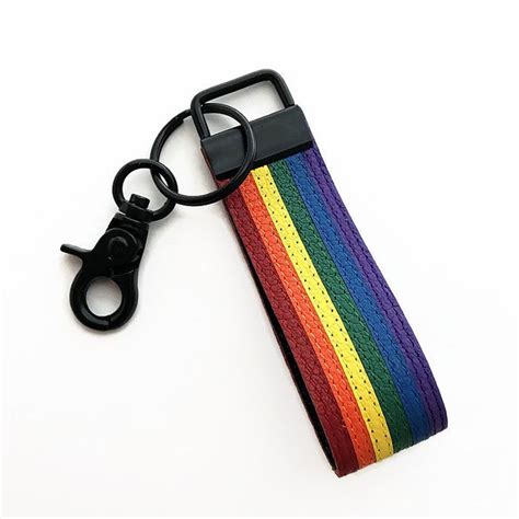 Gay Pride Leather Keychain Rainbow Lgbt Lgbtq Key Chain Flag Etsy