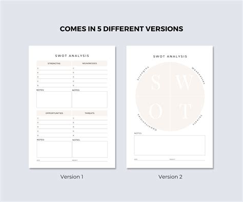 SWOT Analysis Printable, Business Planner SWOT Analysis, SWOT Template ...