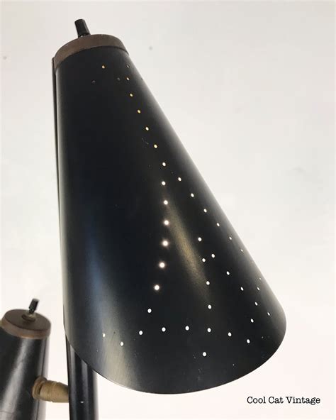 Black Metal Mid Century Floor Lamp With 3 Individual Lights Circa