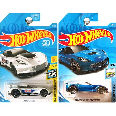 Buy Hot Wheels Chevrolet Chevy Corvette C Z ZO And C R Summit Blue And White Online At