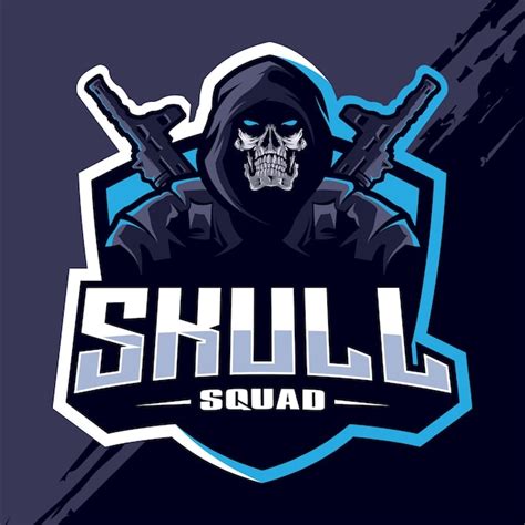 Logotipo De Skull Squad Esport Vector Premium