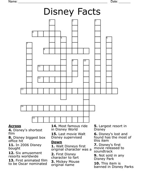 Adult Disney Crossword Puzzles Printables