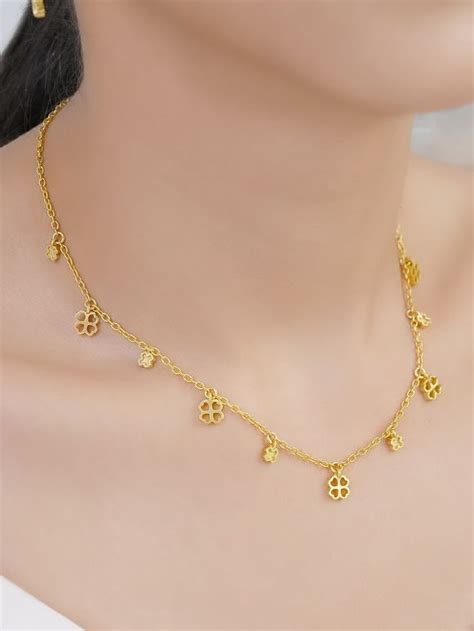 Buy Gold Plated Handcrafted Brass Flower Necklace KV Jhrcr Necklace