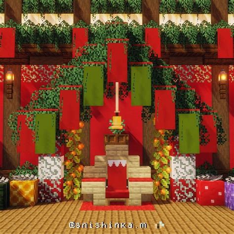 Minecraft Christmas Santa S Throne 🎅🎄 Decoration Ideas Xmas Aesthetic In 2024 Minecraft