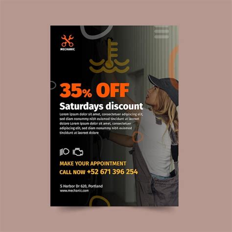 Free Vector | Mechanic shop flyer template