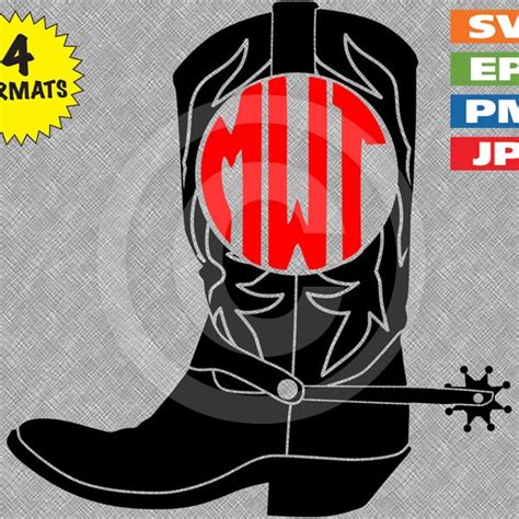 Cowboy Boot With Spurs Svg Etsy