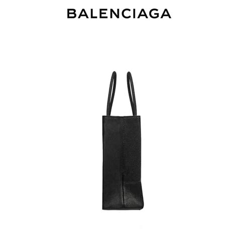 【原版皮】balenciaga巴黎世家shopping女士簡約品牌標識黑色牛皮革小號托特包 巴黎世家balenciaga 台灣專櫃