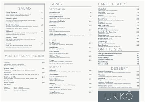 Menu – Ukko Restaurant