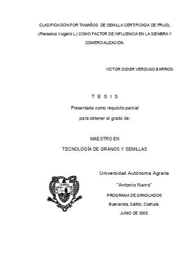 Clasificación por tamaños de semillas certificada de frijol Phaseolus